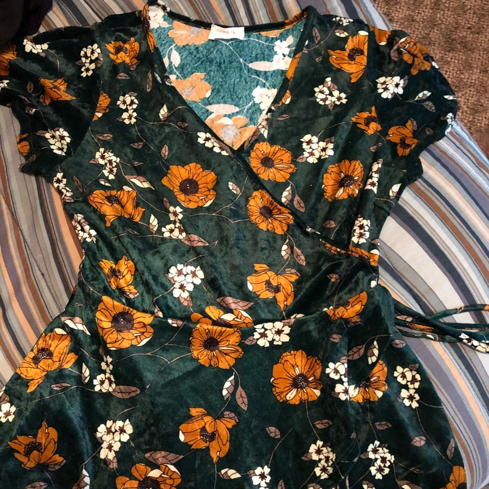 Green and yellow floral top